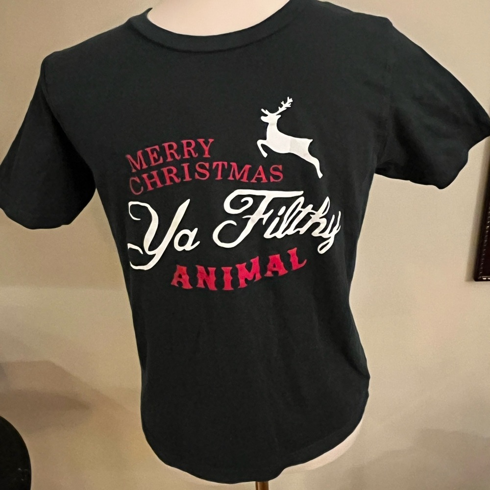 Women’s “Merry Christmas You Filthy Animal “ T-shirt-Large 10/12